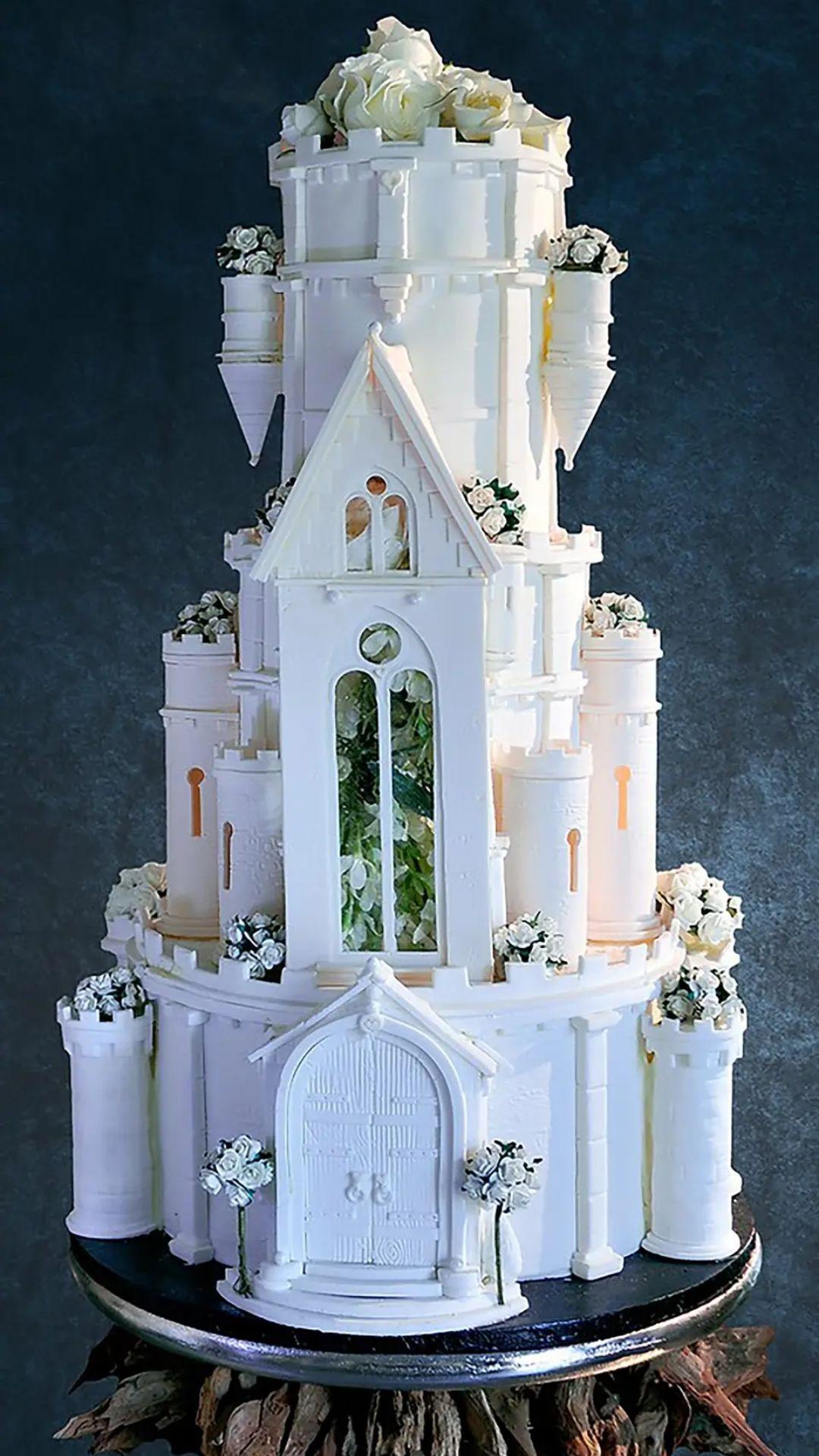 Cinderella Castle Wedding Cake Topper with Arch - JustCakeToppers.com