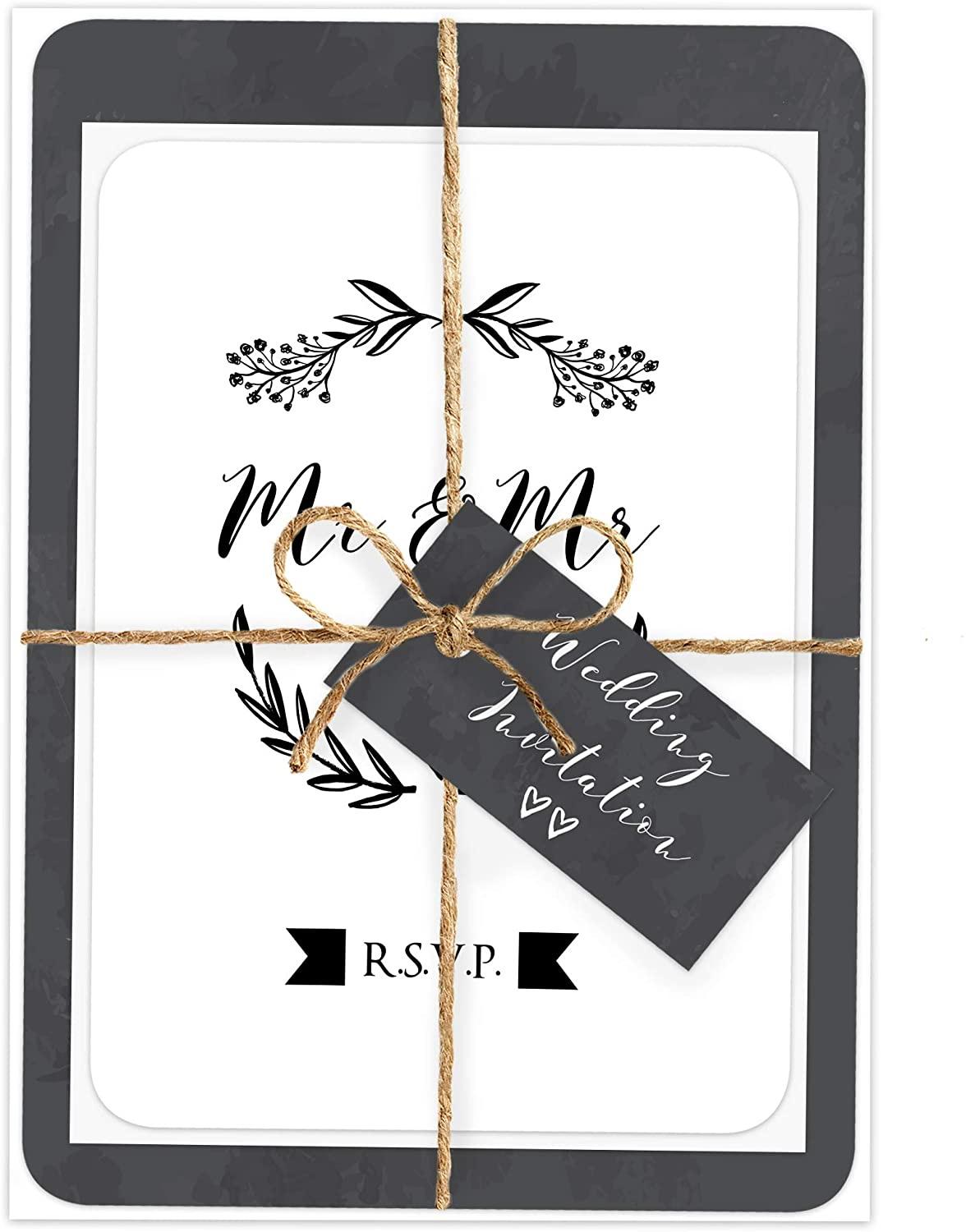 Mr & Mr chalkboard wedding invitations