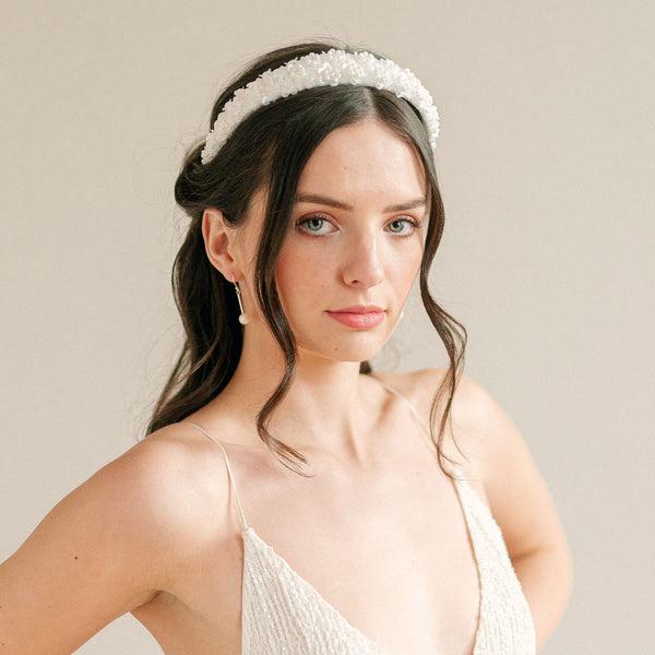 Romantic Wedding Headband with Hand Painted Porcelain Flowers