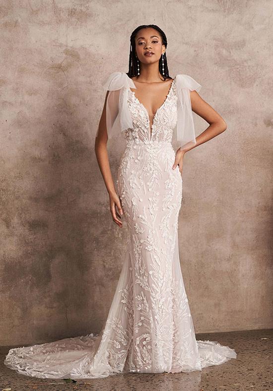 All-over Lace Fit and Flare Wedding Gown by Lillian West - 66208