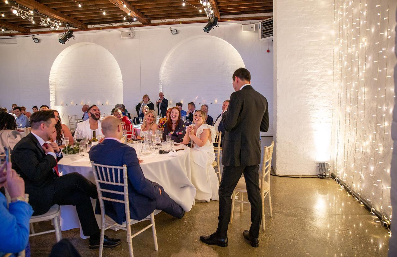 The groom makes his speech