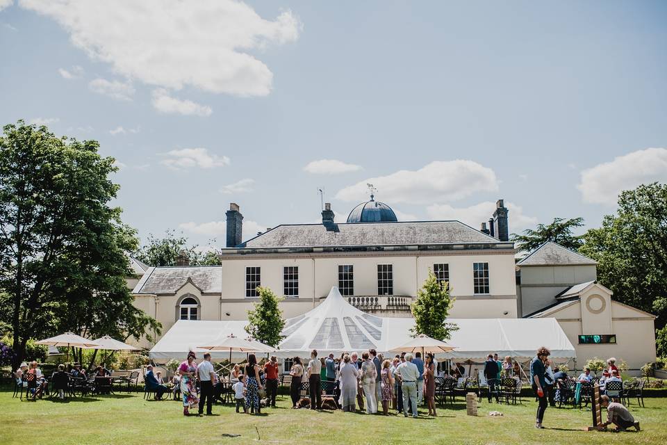 Exterior view of Safari Venues during a wedding event