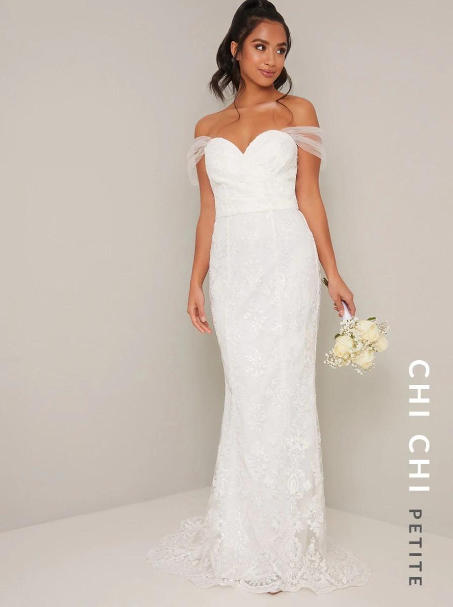 Gorgeous Off Shoulder Flounce Bowknot Bodycon Fishtail Gown Bride Wedding  Dress | eBay