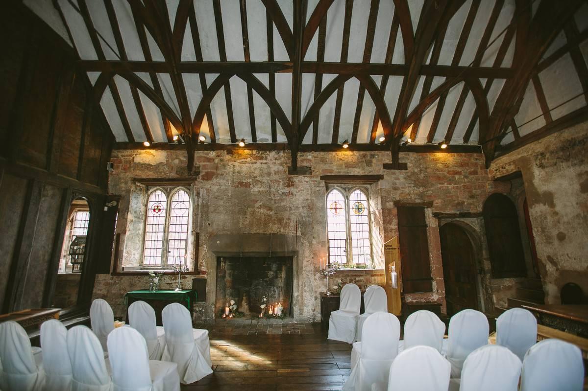 Wooden beamed wedding ceremony room