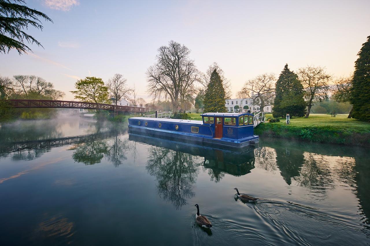 Floating spa on a river