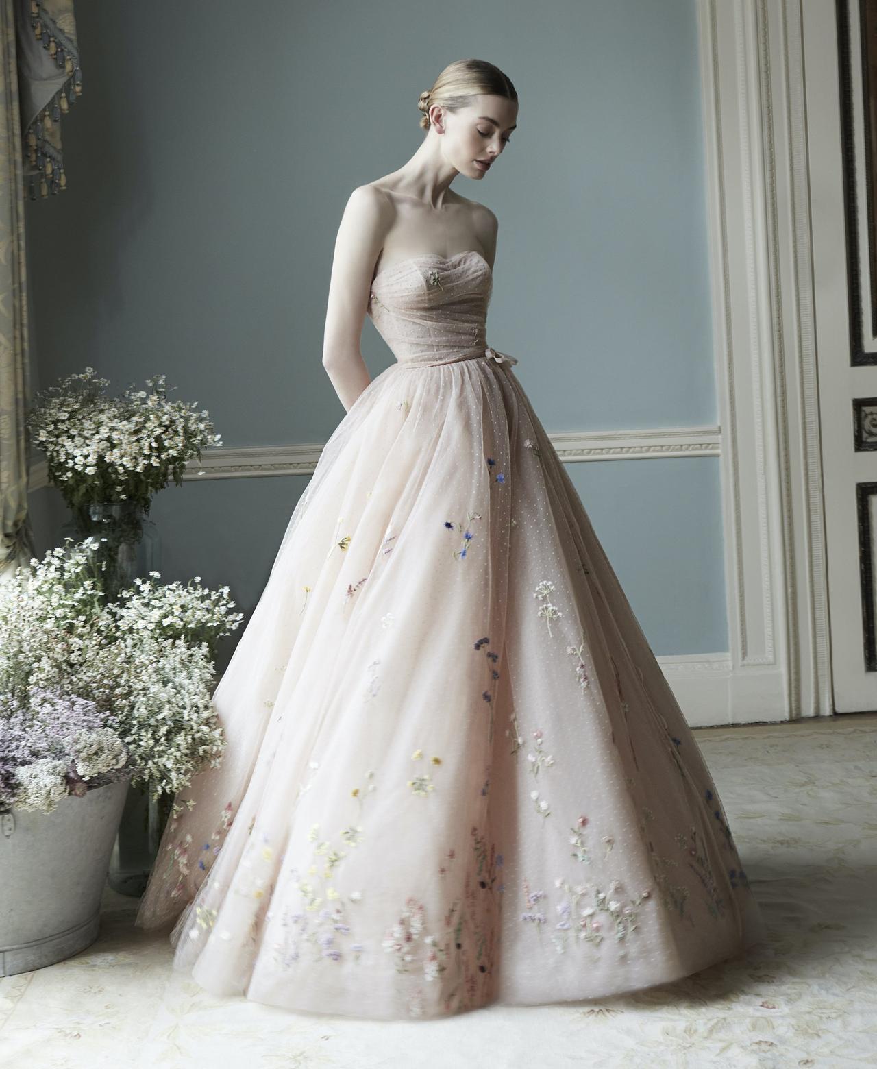 Pink and grey wedding dress best sale