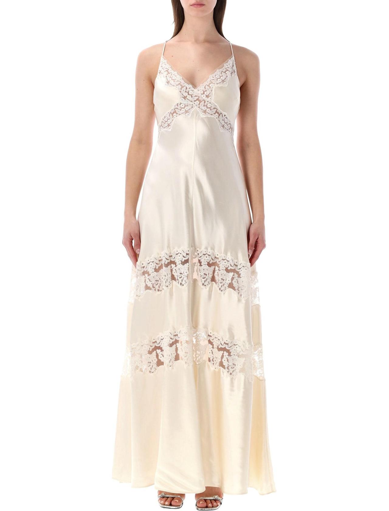 lace panel silk wedding dress from Liberty London
