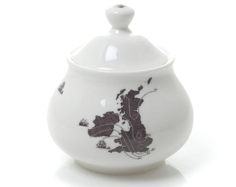 Sugar pot with a map design