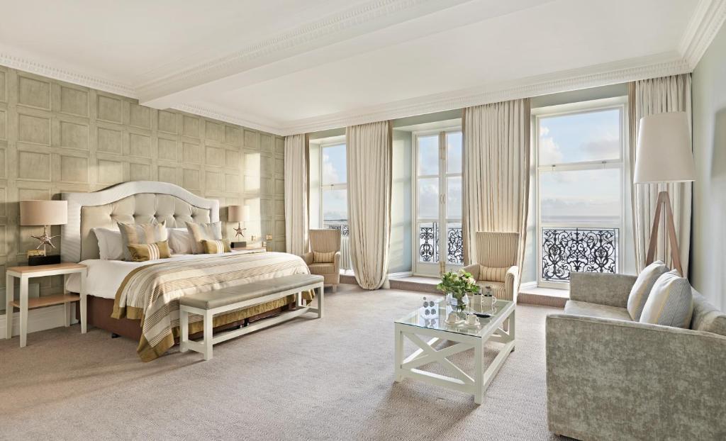 a large suite at brighton hen party hotel the grand with windows overlooking the sea