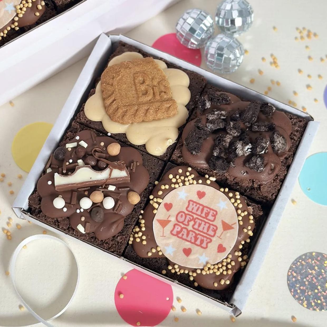 colourful hen party brownies with different toppings
