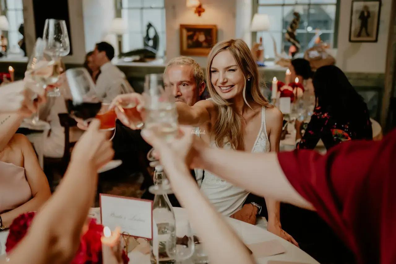 married couple toasting