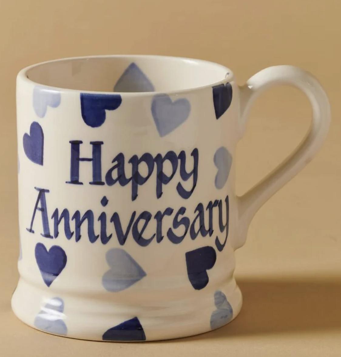 personalised blue emma bridgewater mug for anniversary