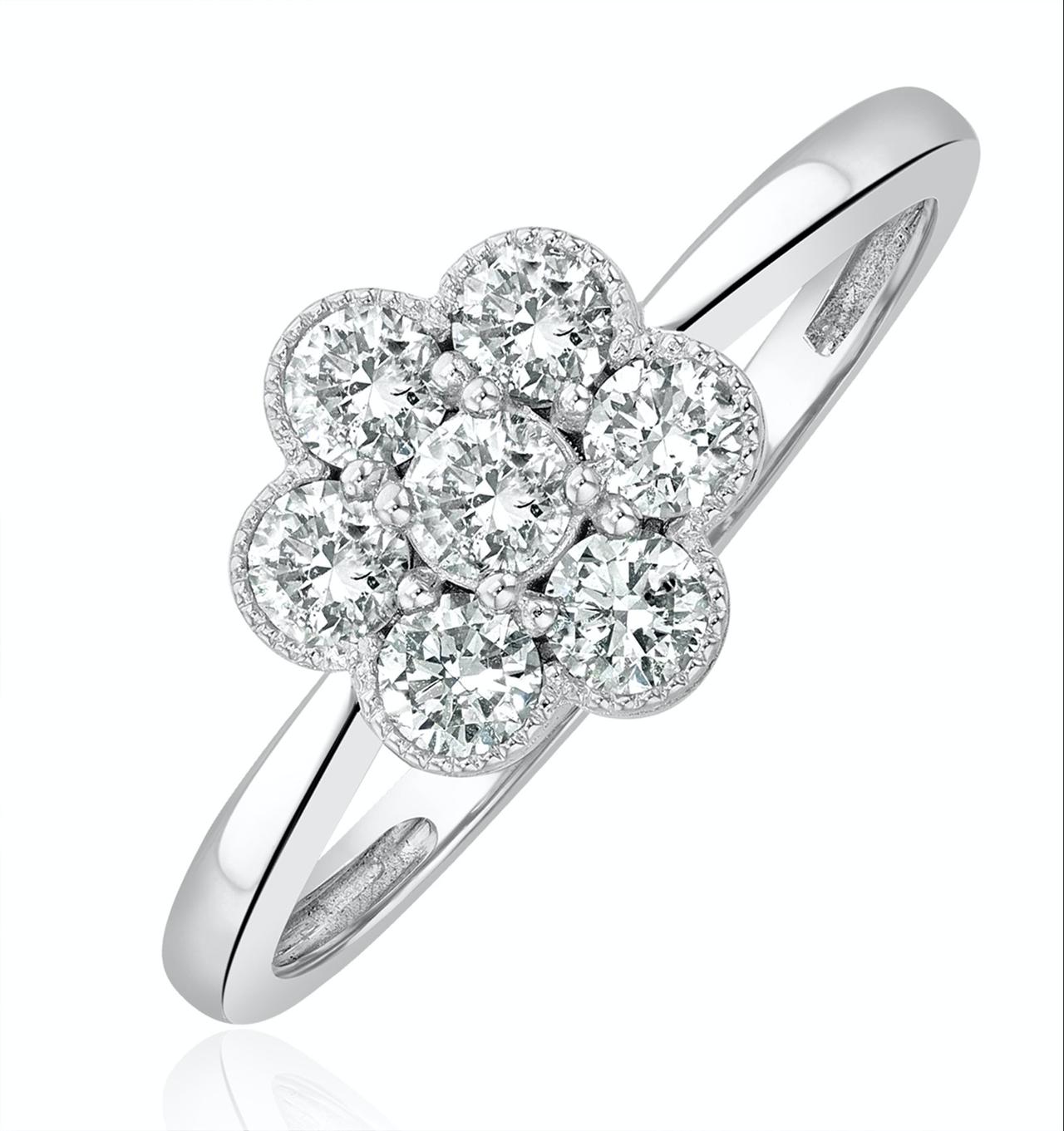9ct Canadian White Gold 0.50ct Pear Illusion Cluster Diamond Ring - Diamonds  from Faith Jewellers UK