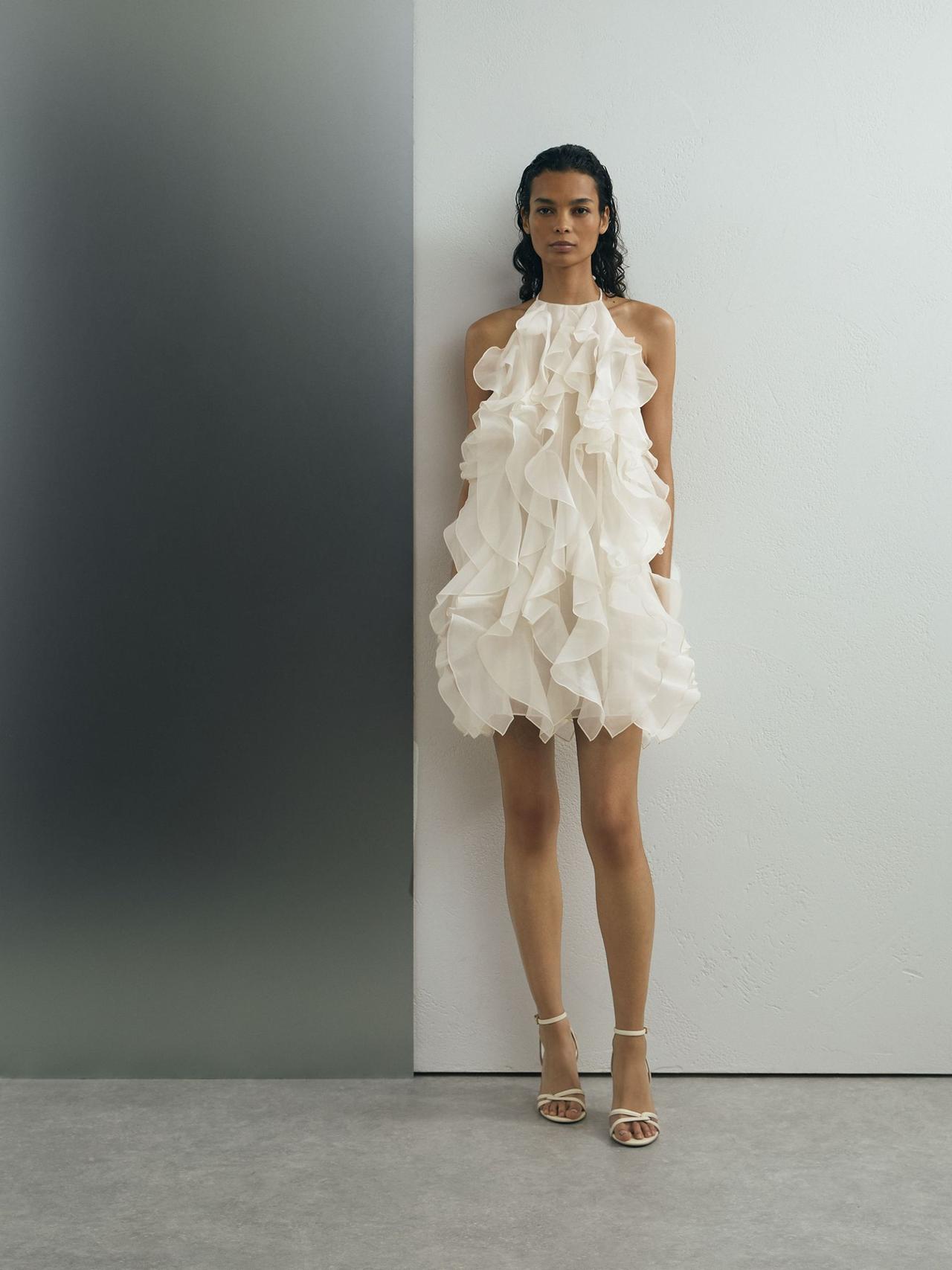 white ruffled dress reiss