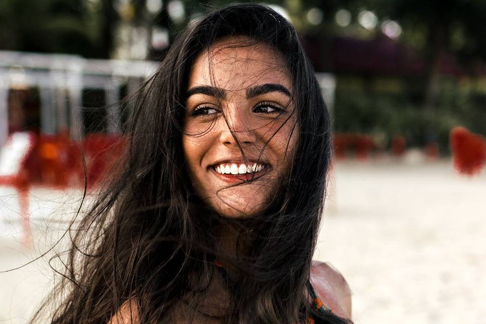 Girl smiling on a beach