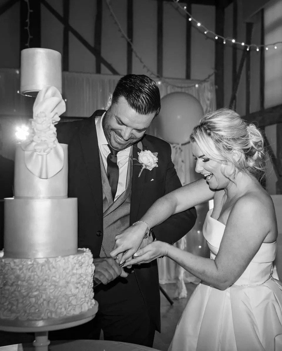 Cake Cutting Bride and Groom