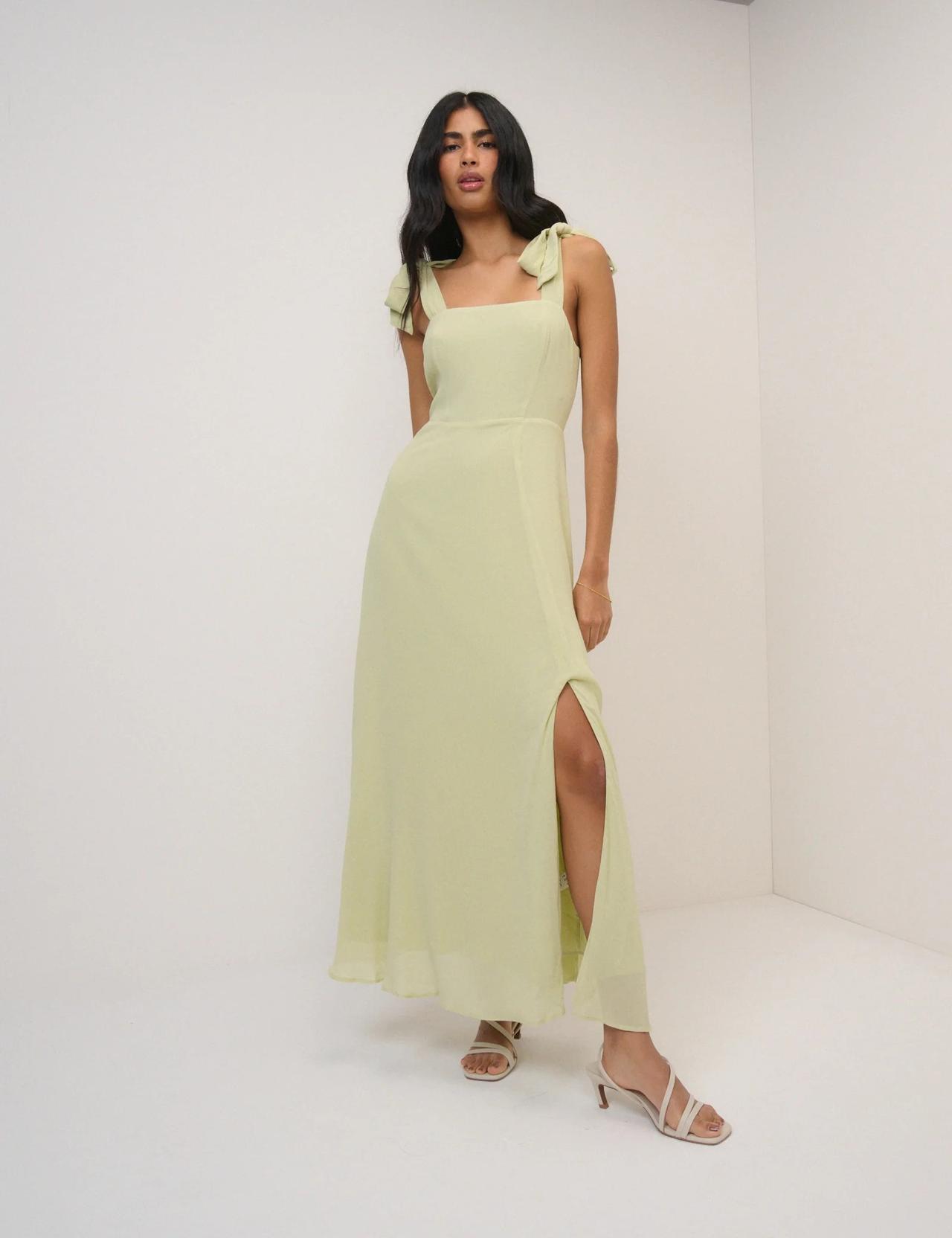 Green Chiffon Square Neck Tamar Midi Dress – Nobody's Child