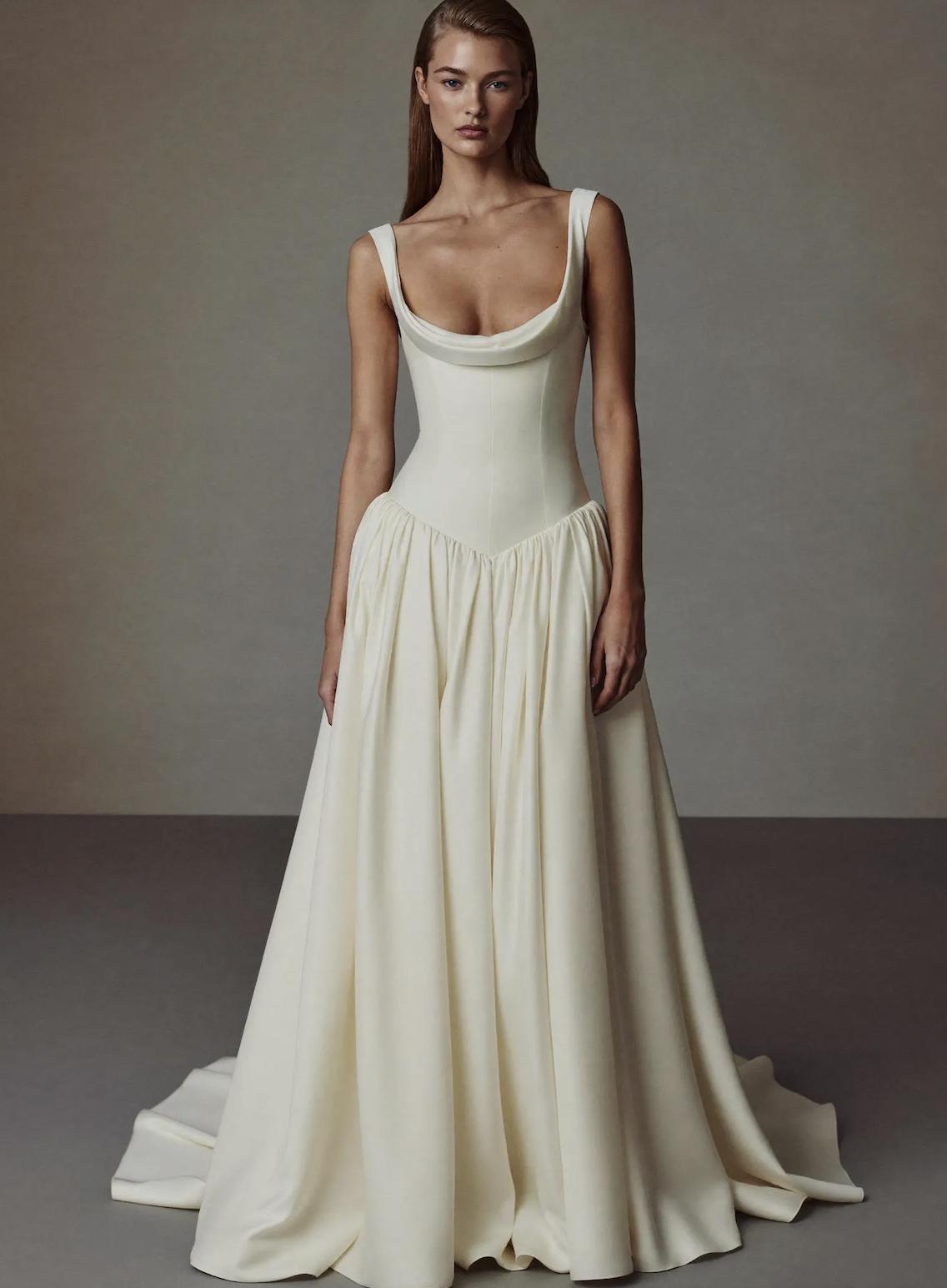 drop waist scoop neck wedding dress from Etsy