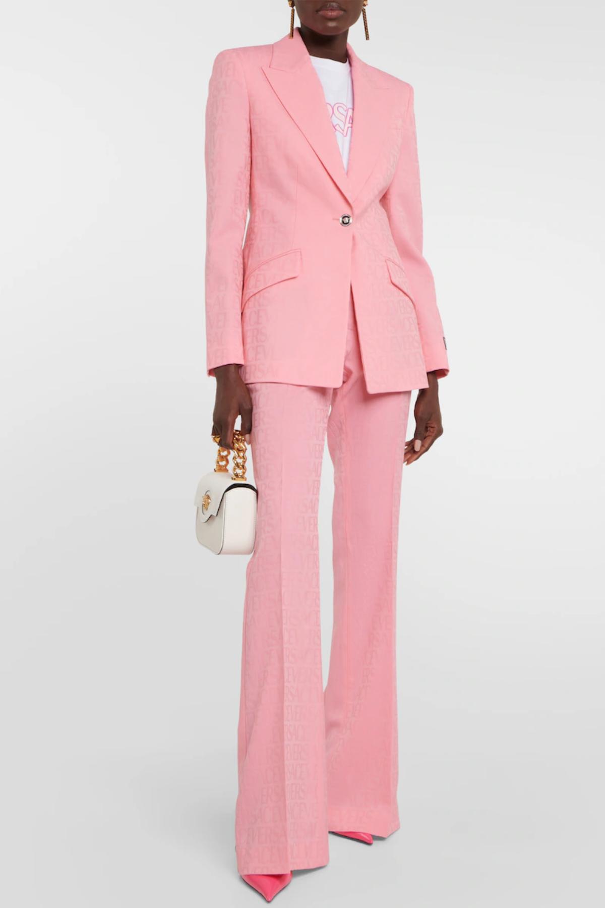 Pink Loose Tuxedo Pink Trouser Suit For Women Perfect For Evening