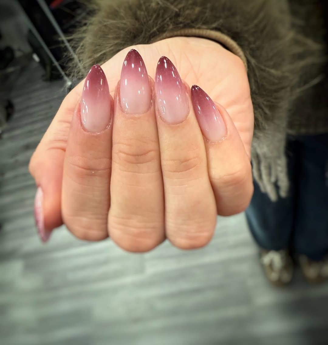 Purple nude ombre nail art