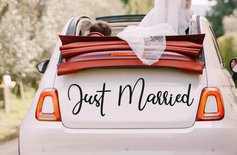 Just Married Decal Wedding Decal Wedding Decor Just Married Sticker Auto  Car