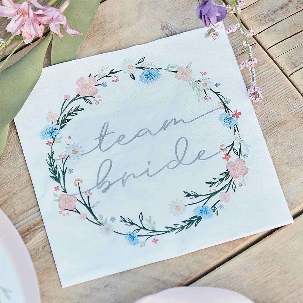Floral team bride paper napkins