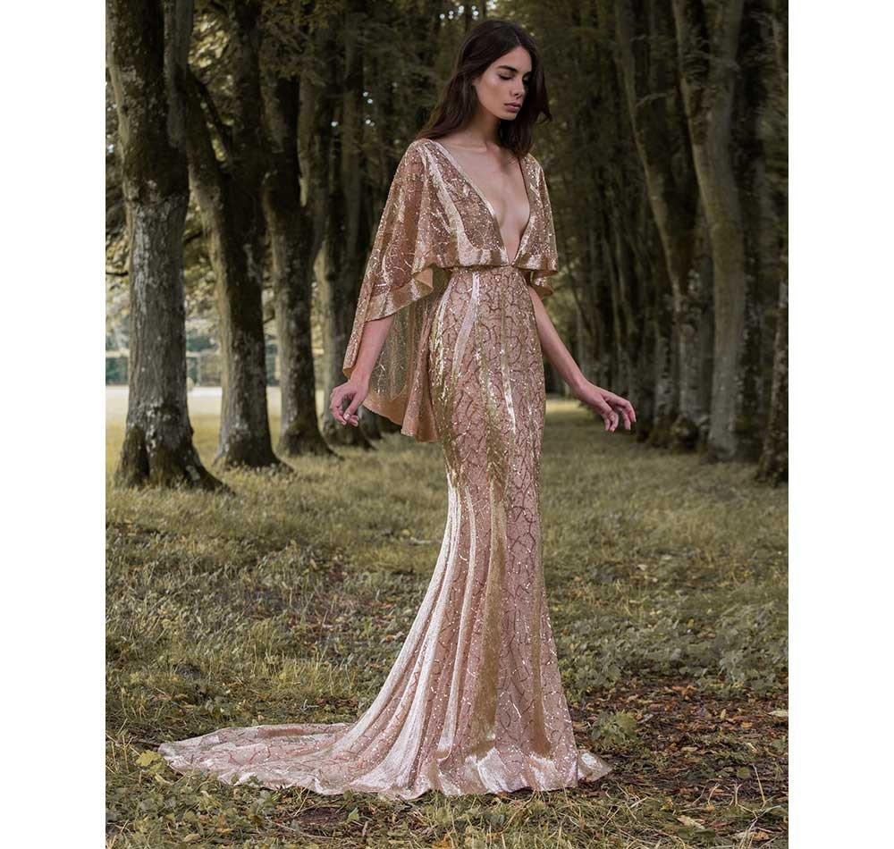 gold-wedding-dress-with-cape