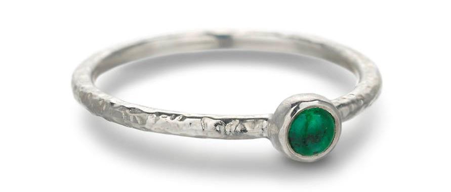 Emerald stone stacking engagement ring