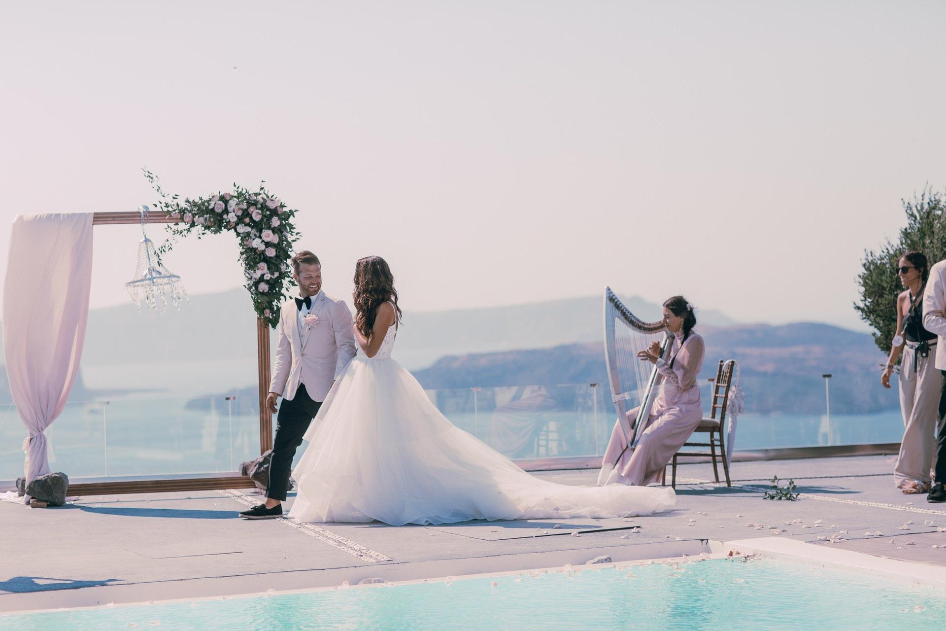 A Santorini Destination Wedding with Coachella-Style Reception ...