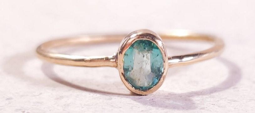Natural emerald engagement ring