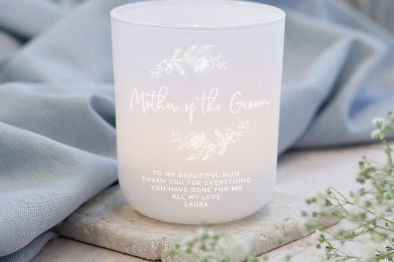 Personalised white mother of the groom candle