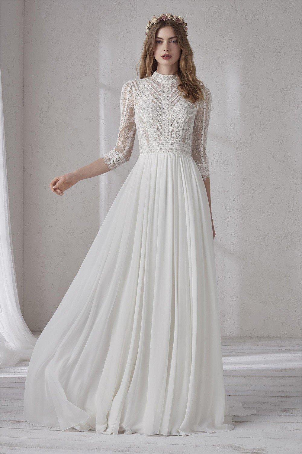 Vintage high best sale neck wedding dress