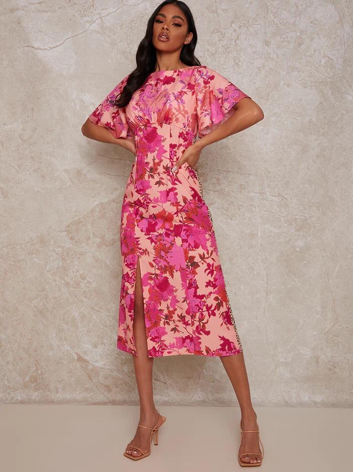 Floral print clearance wedding guest dress