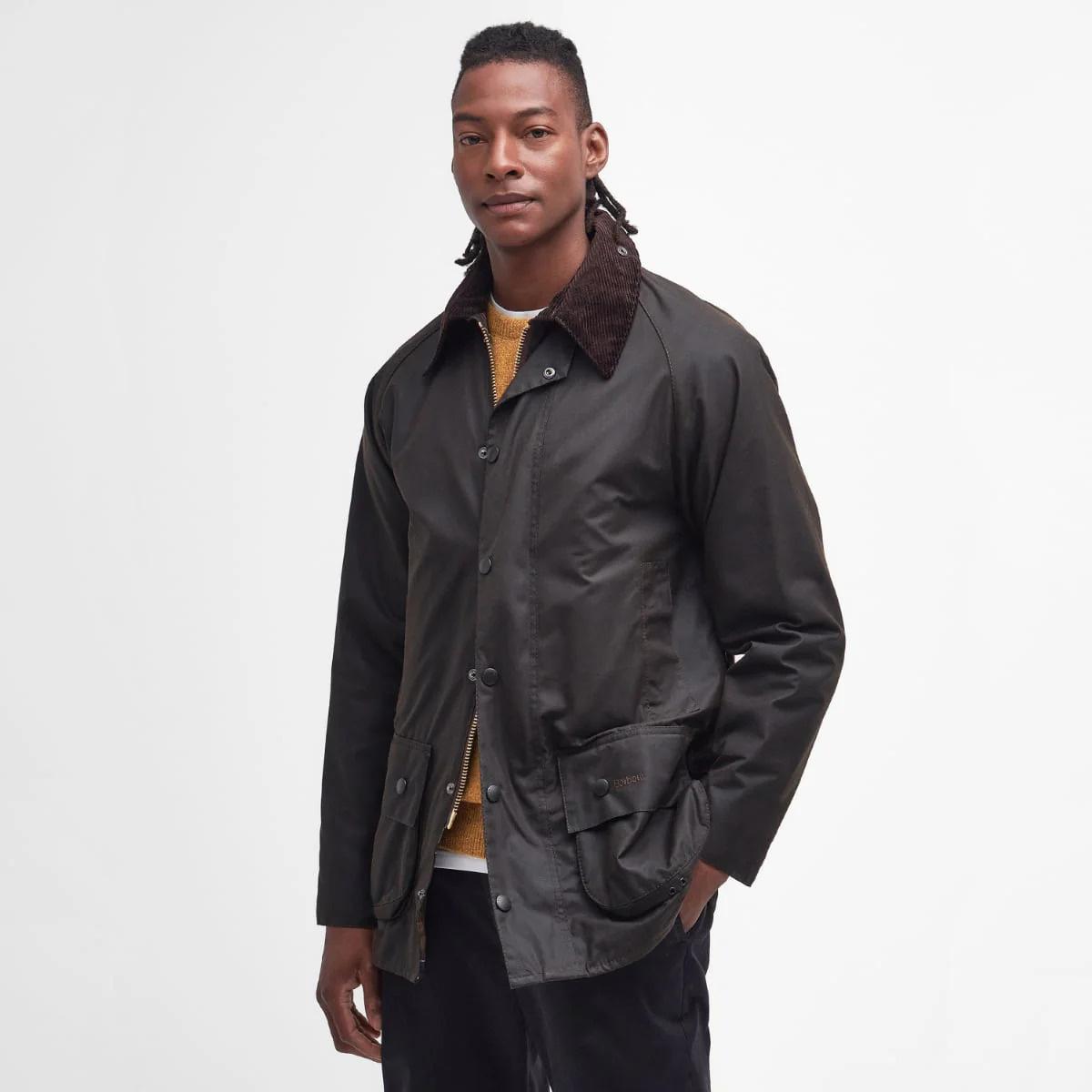 beaufort waxed jacket modelled on a man