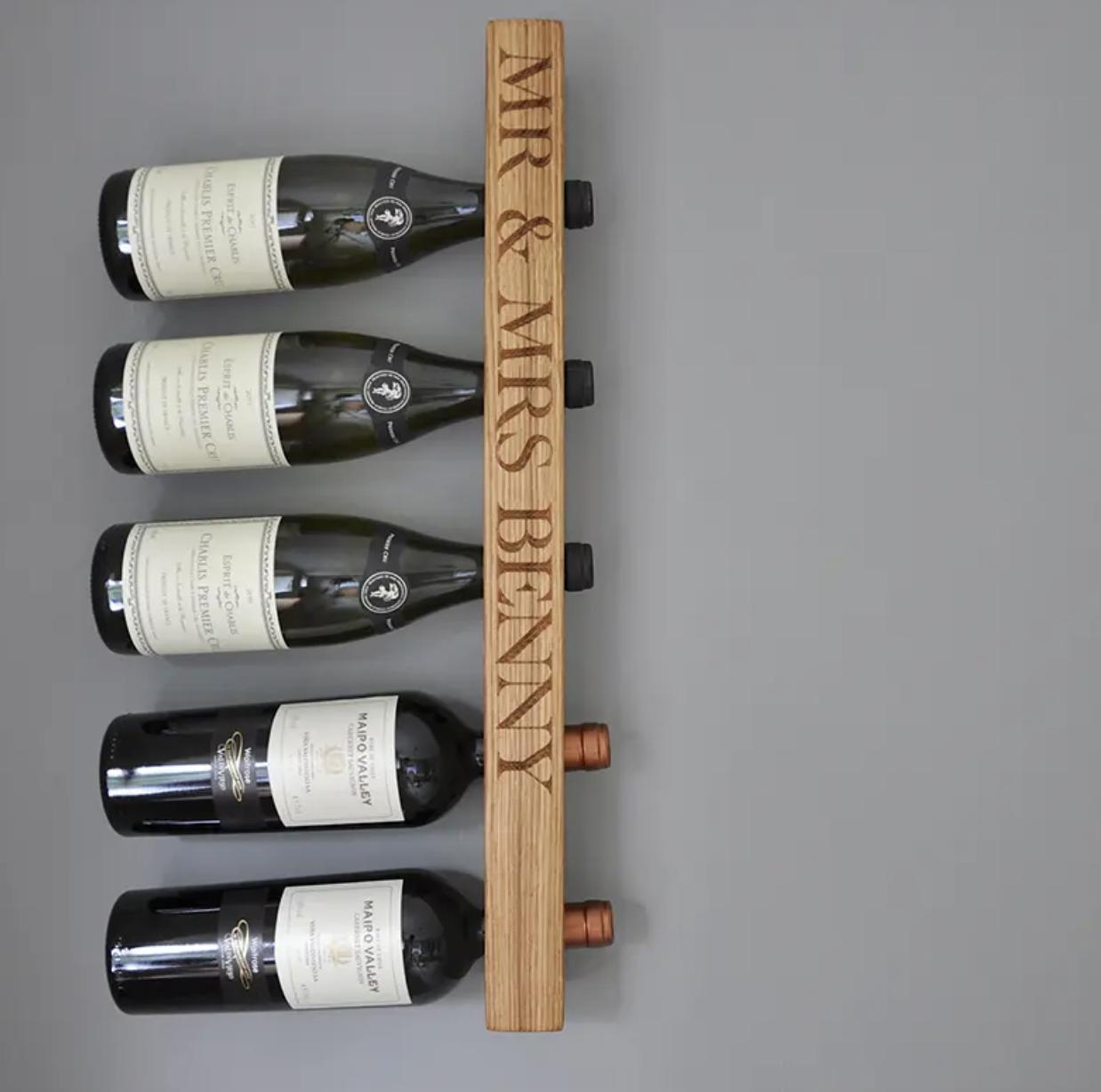 Oak wine rack from The Wedding Shop