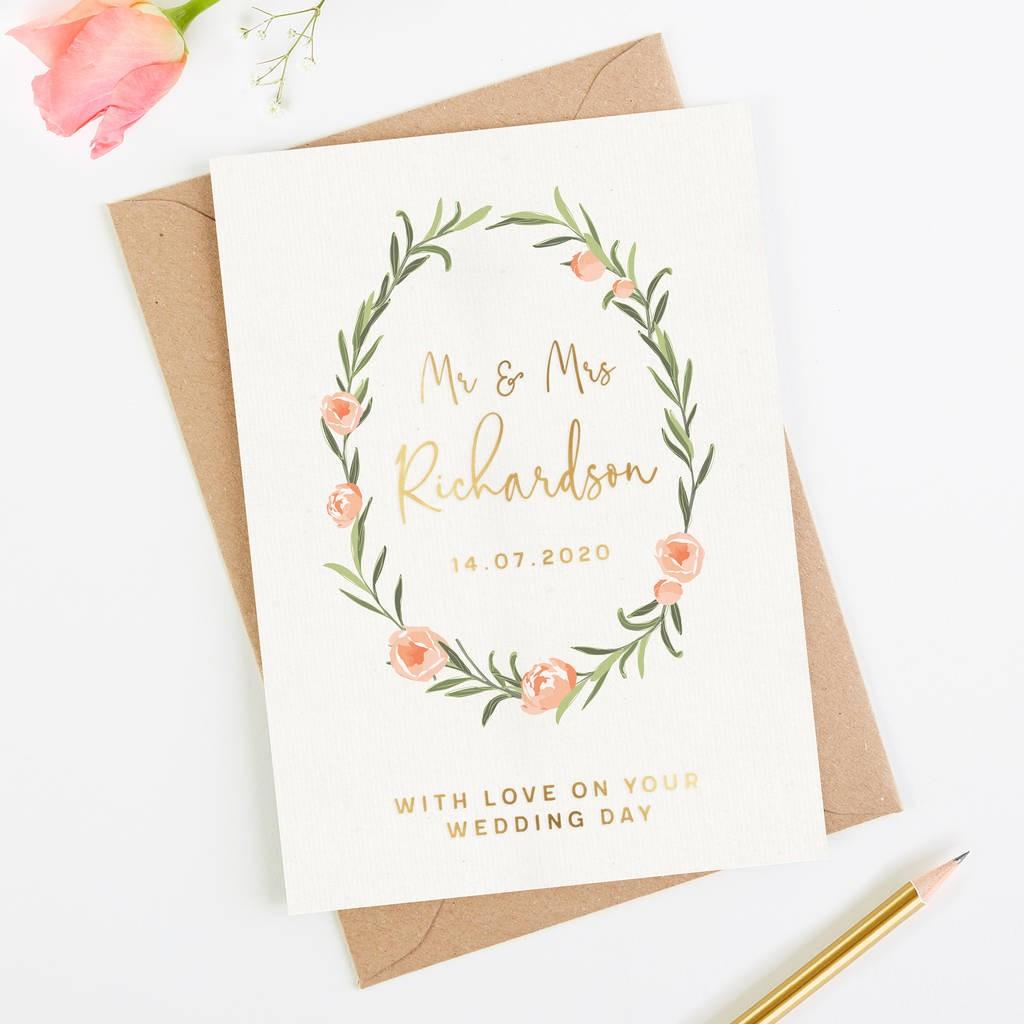 Personalised Typographic Wedding Details Day Mr & Mrs Husband & Wife Card 