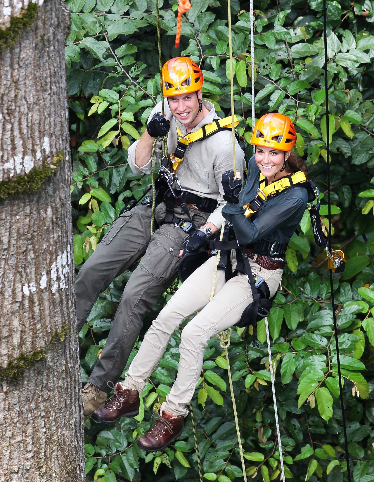 Kate Middleton and Prince William abseil
