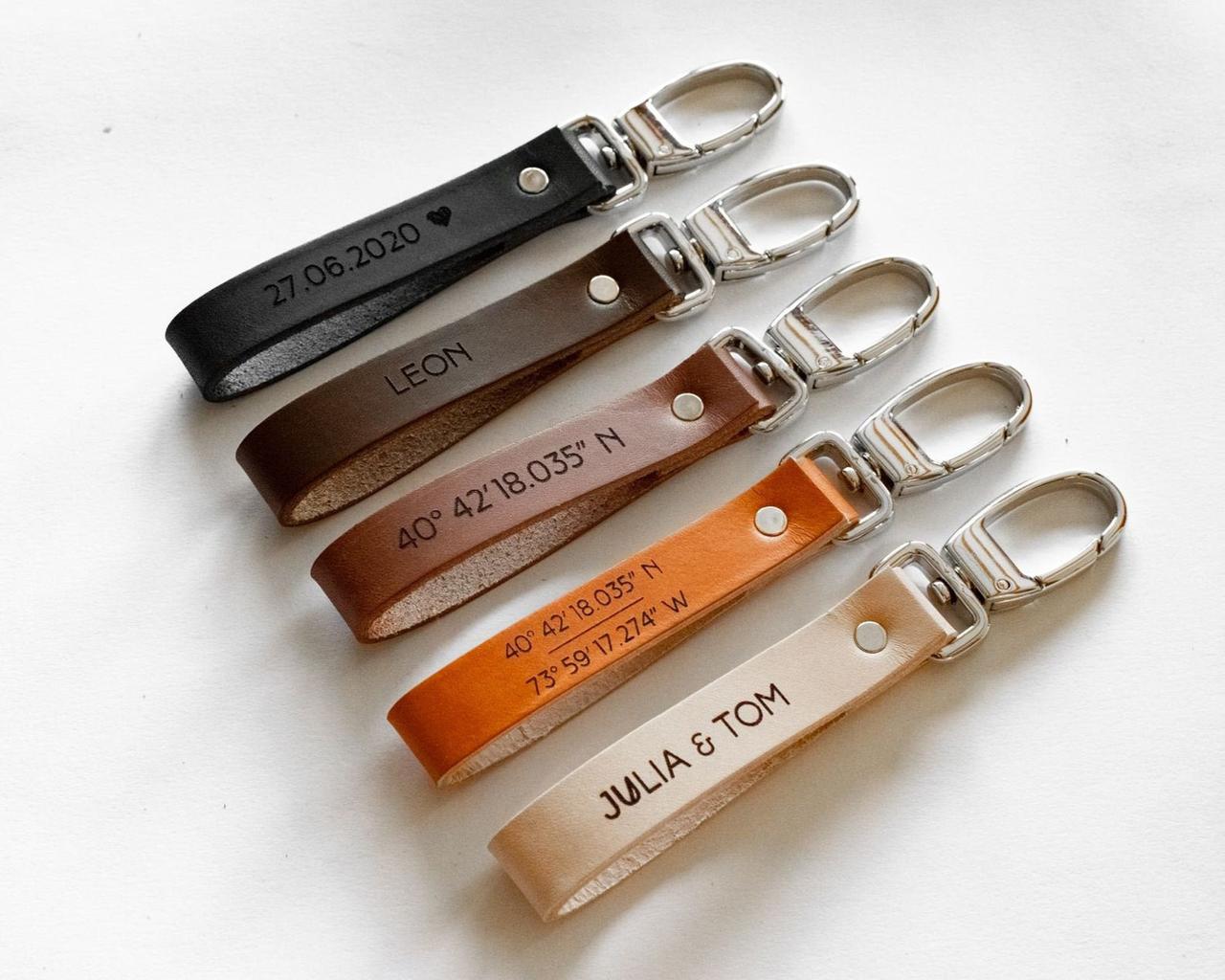 Set of Personalized Leather Keychain