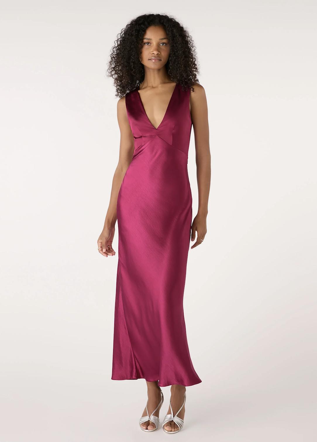 pink satin midi dress from Omnes