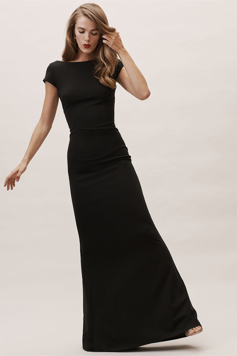 black full length bridesmaid dress