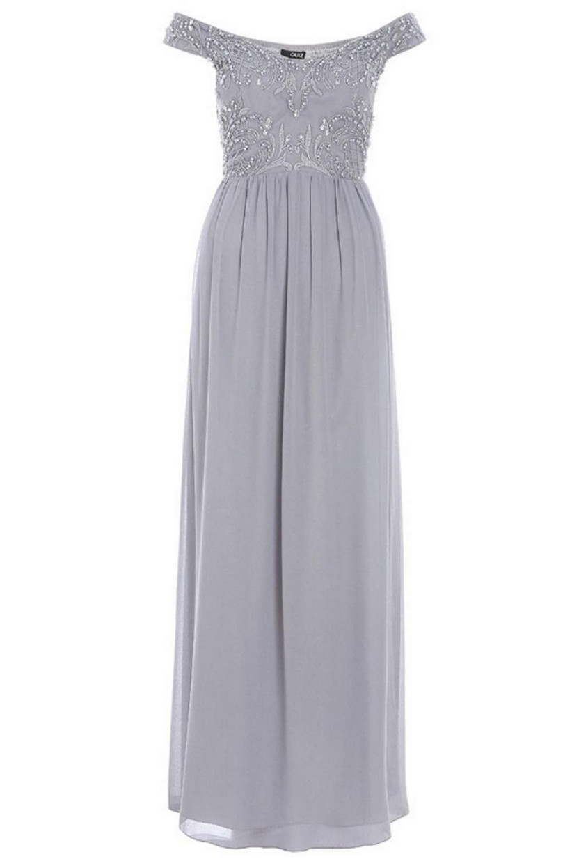 grey bardot bridesmaid dresses