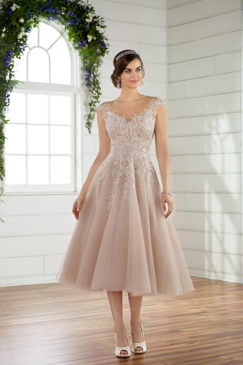 blush pink short wedding dress