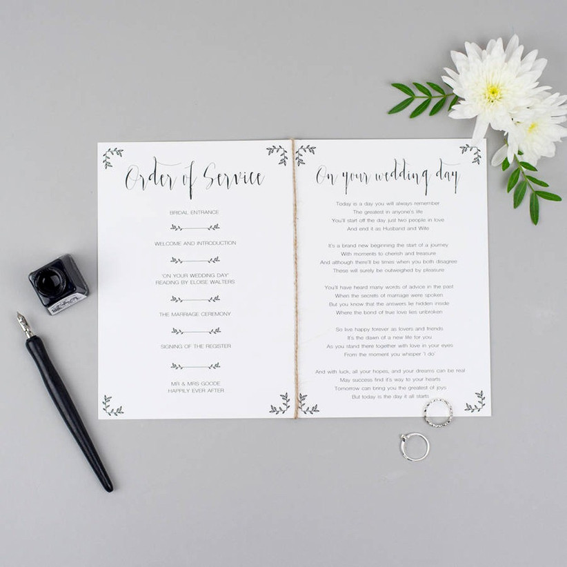 Wedding Order of Service Templates hitched co uk