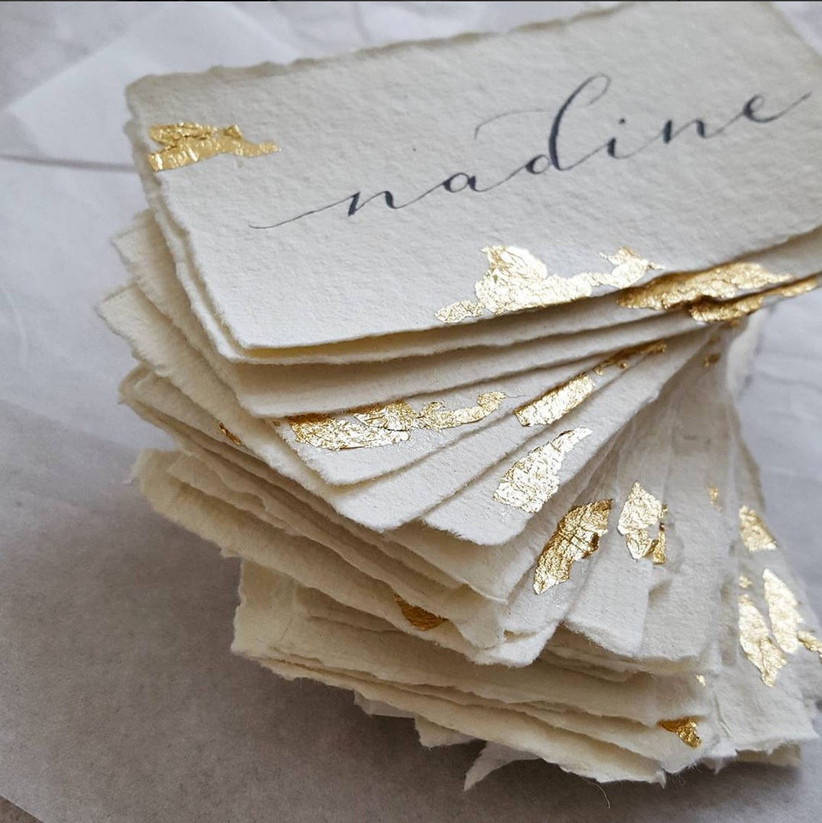 Gold Hand Written Place Cards Wedding Tent Cards Calligraphy Escort Cards Gold Calligraphy Tented Place Cards