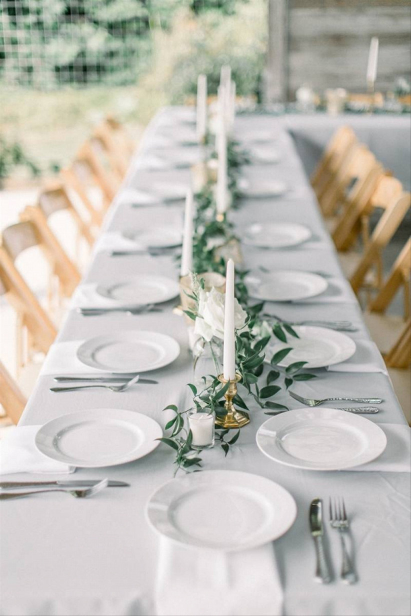 wedding table runner greenery