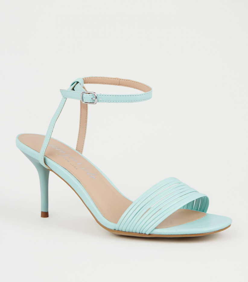 light blue mid heels