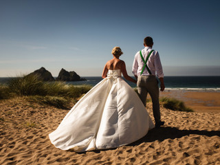 Real Covid Wedding: Roisin and Adam, Treseren in Cornwall
