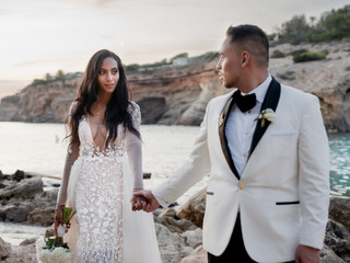 A Luxe, Modern, Blush Pink and Gold Destination Wedding at Elixir Ibiza + a Berta Gown