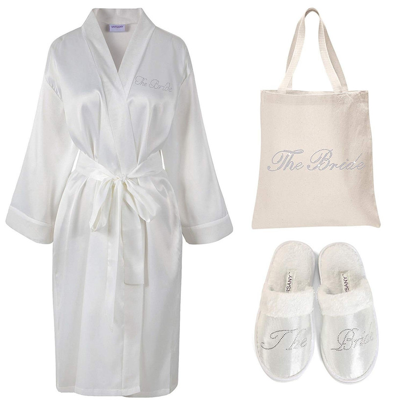 bride dressing gown and slippers