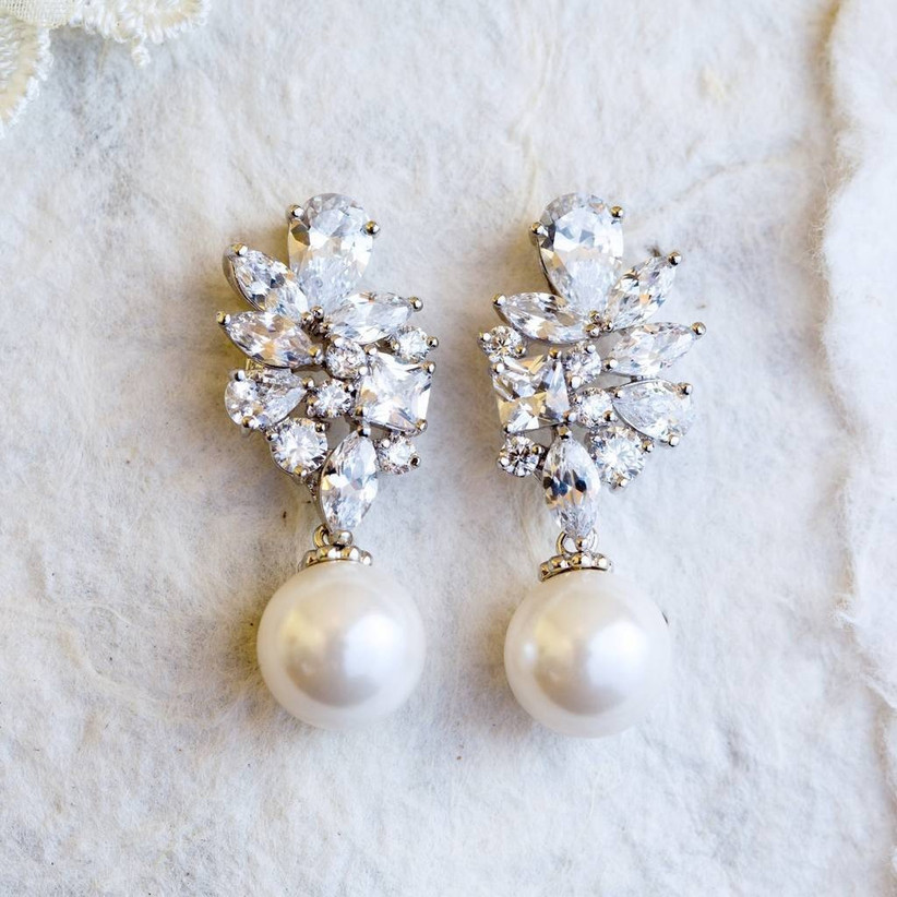 UK Wedding  Necklace Pearl Earrings Wedding Pearl Jewelry Set Wedding Earrings Wedding Jewelry Bridal Earrings and necklace
